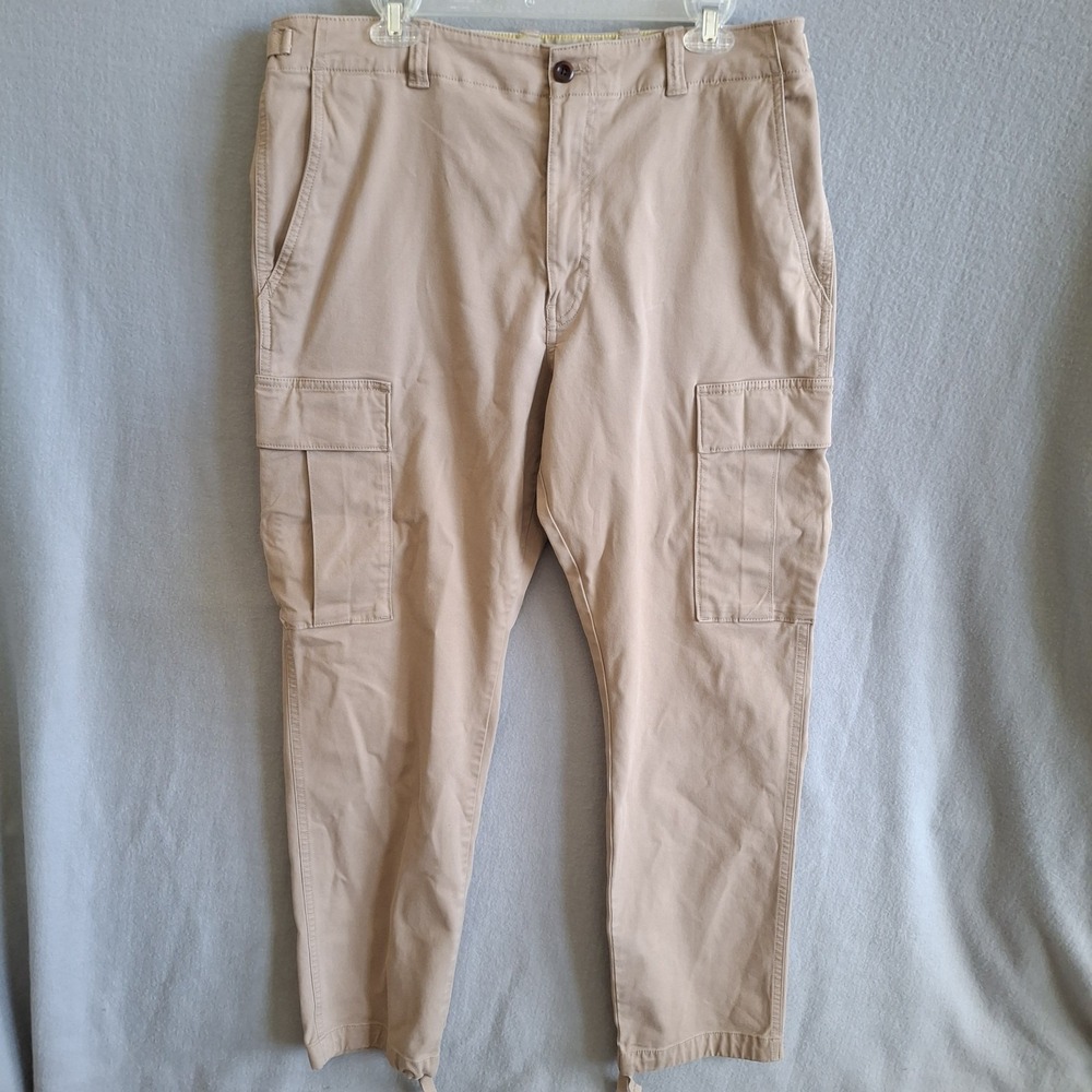 Banana Republic Traveler‎ Tapered Cargo Pants Mens 36R Khaki Beige Stretch Chino